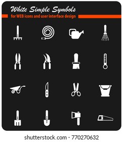 garden tools white vector icons for web and user interface design