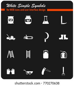garden tools white vector icons for web and user interface design