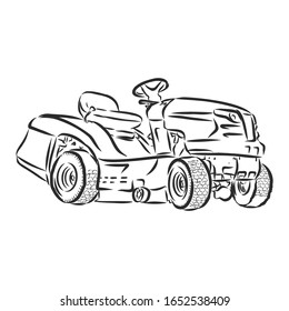 Garden tractor, vector sketch illustration 