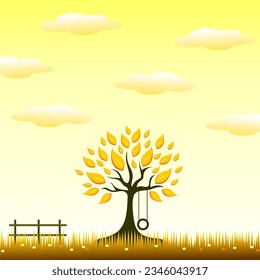 Gartenbaum auf der Nachmittagsgrafik, Vektordesign