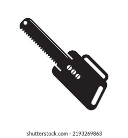 Garden Tree Cutter Chainsaw Icon | Black Vector Illustration |