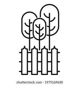 Garden tree fence icon. Outline garden tree fence vector icon for web design isolated on white background