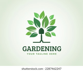 garden tree leaf tool logo design template illustration inspiration