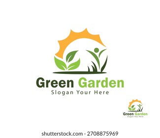 garden tree logo creative design concept people nature leaf innovation