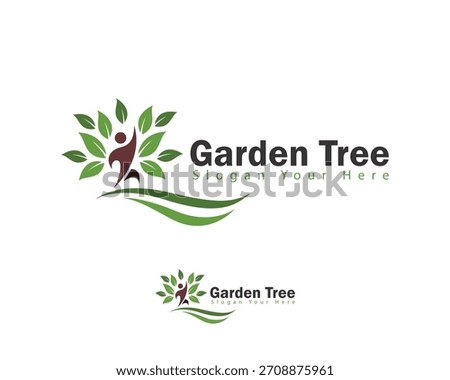 garden tree logo creative design concept people nature leaf innovation