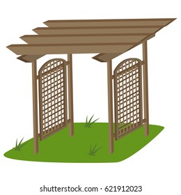 Garden trellis of teak for garden. Vector cartoon illustration isolated on a white background.