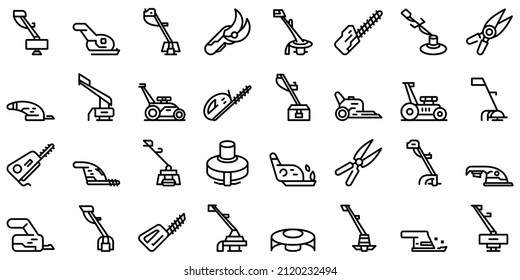 Garden trimmer icons set outline vector. Clipper backyard. Care cutter