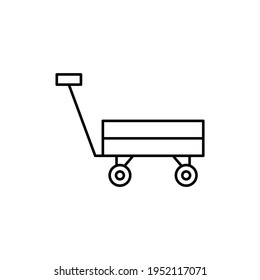 Garden trolley icon in flat black line style, isolated on white background 