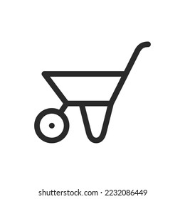 Garden trolley isolated icon, construction wheel trolley linear vector icon with editable stroke