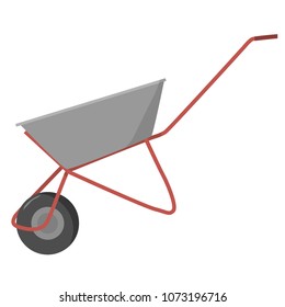 Garden trolley with one wheel. Hand drawing in flat style. Vector illustration.