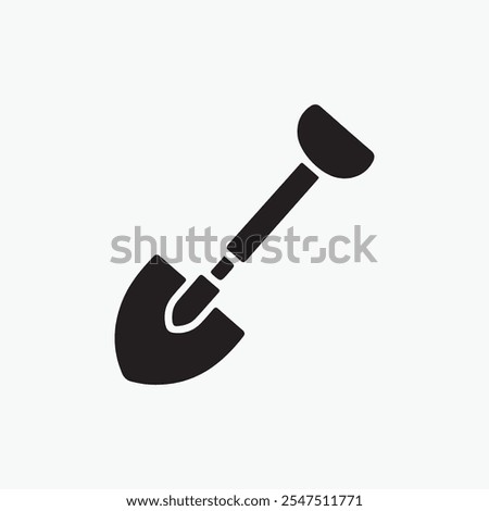 A garden trowel flat icon suitable for web use. A straightforward gardening trowel silhouette with a handle, featuring inverted colors for a striking web icon. A minimalist design of a shovel, spade, 