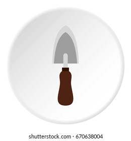 Garden trowel icon in flat circle isolated vector illustration for web