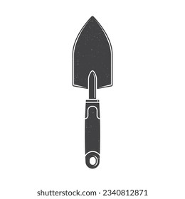 Garden Trowel icon silhouette isolated on white. Vector illustration. For emblem, sign, patch, shirt. Farming trowel, gardening equipment. Hand Tools Garden trowel.