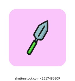 Garden trowel vector line icon. House, garden, instrument. Implements concept. Vector illustration can be used for topics like hobby, gardening, utensils