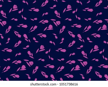 Garden tulips flowers seamless pattern. Botanical illustration in hand drawn style.Vector floral design for cosmetics, perfume products, textile prints, wedding cards.
