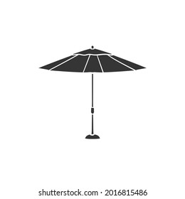 Garden Umbrella Icon Silhouette Illustration. Summer Outdoors Vector Graphic Pictogram Symbol Clip Art. Doodle Sketch Black Sign.