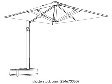 Projeto de vetor de arte de linha de guarda-chuva de jardim. Perfeito para espaços ao ar livre, pátios, piqueniques e relaxamento de verão. Ideal para sombreamento, protegendo do sol