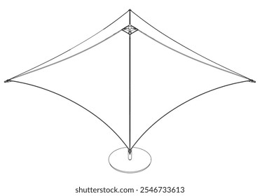 Projeto de vetor de arte de linha de guarda-chuva de jardim. Perfeito para espaços ao ar livre, pátios, piqueniques e relaxamento de verão. Ideal para sombreamento, protegendo do sol