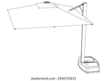 Projeto de vetor de arte de linha de guarda-chuva de jardim. Perfeito para espaços ao ar livre, pátios, piqueniques e relaxamento de verão. Ideal para sombreamento, protegendo do sol