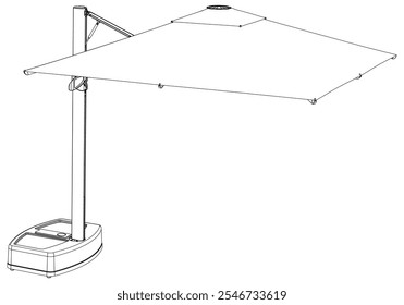 Projeto de vetor de arte de linha de guarda-chuva de jardim. Perfeito para espaços ao ar livre, pátios, piqueniques e relaxamento de verão. Ideal para sombreamento, protegendo do sol