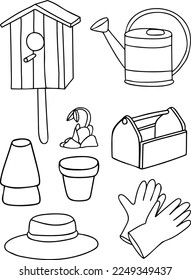 Imágenes prediseñadas para vectores de jardín, negro y blanco