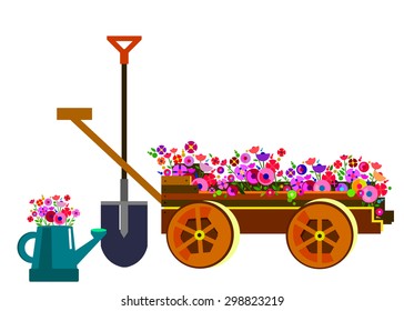 garden vector equipment illustration rake watering can