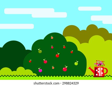 garden vector equipment illustration rake watering can