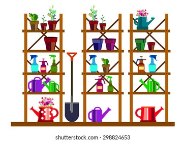 garden vector equipment illustration rake watering can