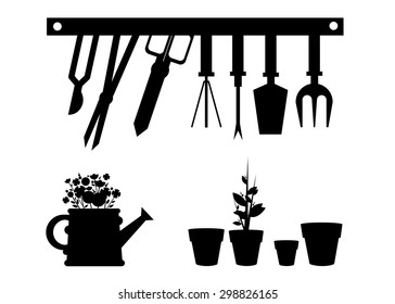 garden vector equipment illustration rake watering can