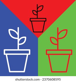 Icono vector de jardín, icono de estilo lineal, de la colección de iconos de agricultura, aislado en Fondo rojo, azul y verde.