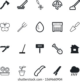 garden vector icon set such as: paper, forecast, fork, pitchfork, weather, bricklayer, alcove, hunter, button, vegetation, aqua, farming, decoration, furniture, fight, shovel, field, cutter, park
