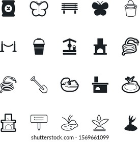 garden vector icon set such as: boundary, logo, automatic, comfortable, structure, diet, red, system, dig, nitrogen, fertilizer, investment, rural, relaxation, digital, office, growing, wall, garlic