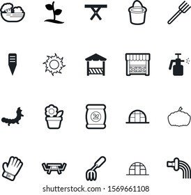 garden vector icon set such as: contour, potassium, paper, caterpillar, safety, working, botanical, drawing, finger, appliance, chemistry, spray, bucket, grass, wash, blossom, red, picture, ripe