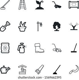 garden vector icon set such as: carpentry, vegetables, sprinkling, nitrogen, hacksaw, lamps, chemistry, phosphorus, tablet, potted, boot, sharp, pair, wellington, style, down, dig, wire, food, rubber
