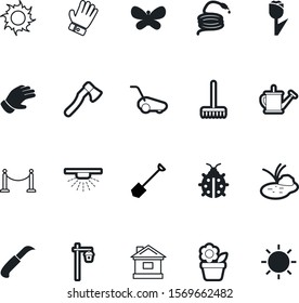 garden vector icon set such as: grow, real, blue, clip, axe, grid, cage, isometric, horticulture, bug, elegant, growing, lady, logo, botany, stones, lumberjack, mowing, rake, small, landscape, beetle