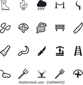 garden vector icon set such as: digital, reel, outdoors, deep, rural, furniture, stone, carpentry, stair, square, campfire, camp, job, village, image, light, up, sky, technology, tablet, seat, hard