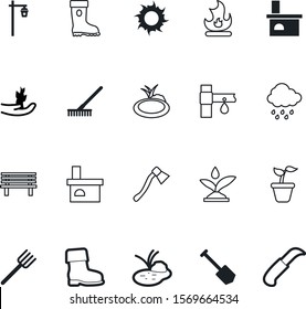 Garden Vector Icon Set Such As: Digital, Spring, Flower, Rest, Sunshine, Rake, Office, Fight, Meteorology, Snow, Sprinkle, Pivot, Warm, Camp, Color, Shape, Climate, Concept, View, War, Relaxation