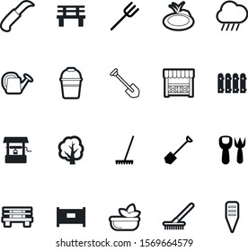 garden vector icon set such as: patio, creative, meteorology, household, deep, fight, shape, boundary, bar, pot, knife, pergola, village, flora, strong, well, web, grid, garbage, drop, house