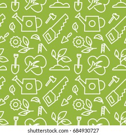 Garden vector seamless pattern. Green and white background