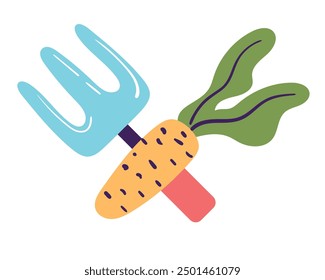Garden vegetables tools isolated concept. Vector graphic design element illustration