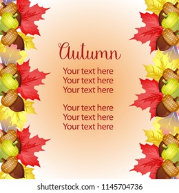 garden vertical border template autumn vivid leaves and canary