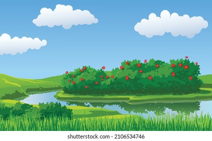 Paisaje del lado del parque ilustración vectorial de visión de proximidad