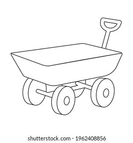 Garden wagon vector outline icon. Vector illustration farm cart on white background. Isolated outline illustration icon of garden wagon.