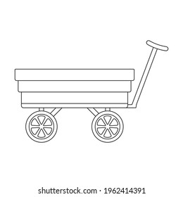 Garden wagon vector outline icon. Vector illustration farm cart on white background. Isolated outline illustration icon of garden wagon.