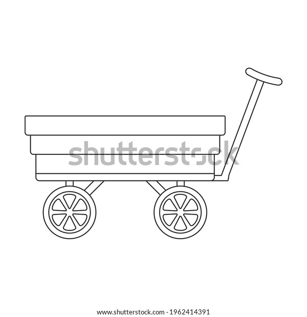 Garden wagon vector outline icon. Vector\
illustration farm cart on white background. Isolated outline\
illustration icon of garden\
wagon.