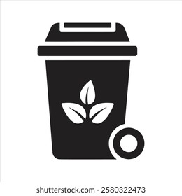 Garden waste bin icon. Wheelie bin icon