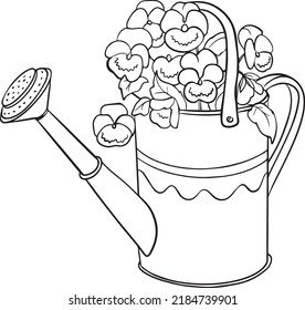 Garden Watering Can Flowers Vector Black Stock Vector (Royalty Free ...