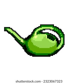 garden watering can game pixel art retro vector. bit garden watering can. old vintage illustration