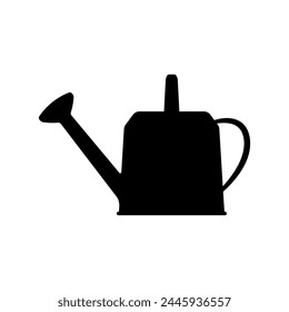 Garden watering can icon. Black silhouette. Side view. Vector simple flat graphic illustration. Isolated object on a white background. Isolate.