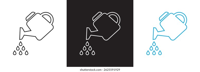 Garden watering can icon. Vector for websites, mobile interfaces, presentations, banner, visual branding etc. Vector illustration. isolated on white and black background. EPS 10